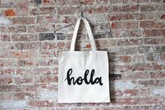 Holla tote bag via Delmar Design Co on Etsy Funny Christmas Gifts, Canvas Tote Bag, Funny Christmas, Christmas Humor, Canvas Tote