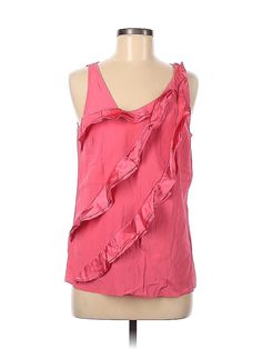 Ann Taylor Sleeveless Blouse Size: Medium Tops - used. No Fabric Content | Ann Taylor Sleeveless Blouse: Pink Tops - Size Medium Spring Silk Sleeveless Tank Top, Pink Silk Tank Top For Spring, Silk Sleeveless Tank Top For Spring, Sleeveless Silk Tank Top For Summer, Silk Sleeveless Camisole For Summer, Silk Sleeveless Blouse Camisole For Summer, Sleeveless Silk Blouse With Ruffles, Casual Silk Sleeveless Tank Top, Casual Sleeveless Silk Tank Top