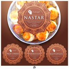 the packaging design for nastar is shown in three different colors and sizes, including oranges