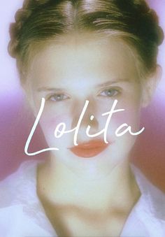 a woman with red lipstick and the words lollita