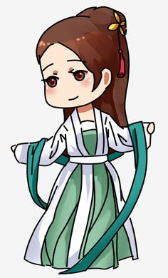 a cartoon character with long hair wearing a green and white dress