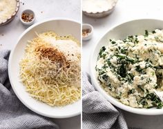 two pictures showing different types of food in bowls