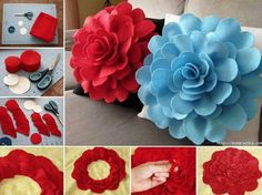 the process of making red and blue flowers