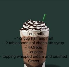 the ingredients for a chocolate milkshake are shown in this graphic above it's description