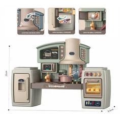 the kitchen playset is designed to look like it has an oven and refrigerator