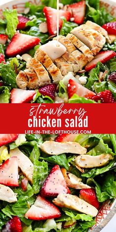 strawberry chicken salad with lettuce and strawberries