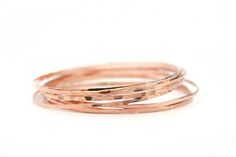 14k rose gold hammered bangles simple dainty by AltanaMarie Stacking Bangles, Hammered Bangles, 14k Gold Wedding Band, Simple Bangle, Rose Gold Bangle, Yellow Gold Bangle, Chevron Ring, Bracelets Set, Stacked Bangles