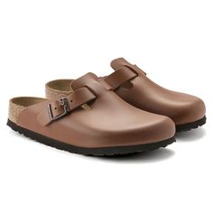 Boston Natural Leather Birkenstock Boston Leather, Brown Birkenstock, Birkenstock Styles, Ginger Brown, Birkenstock Boston, Lifestyle Store, Eva Sole, Metal Pins, Natural Leather