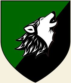 a wolf emblem on a green shield