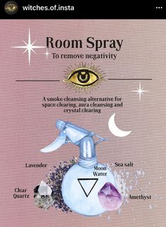 Aura Cleansing Spray, Witchcraft Diy, Cleanse Your Aura, Remove Negativity, Potions Recipes, Witch Tips, Smudge Spray, Cleansing Spray