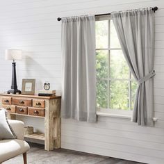 Burlap Dove Grey Short Panel Curtains-Lange General Store Airy Farmhouse, Burlap Window Treatments, Burlap Lights, Farmhouse Living Room Curtains, Frame Windows, Farmhouse Style Curtains, Vhc Brands, Tan Fabric, Farmhouse Curtains