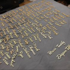 the table is covered with gold foiled letters