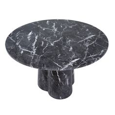 a black and white marble table on a white background