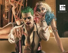 two people dressed as the joker and harley