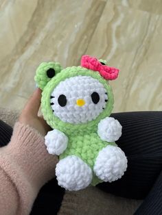 Hello Kitty Frog, Crochet Hello Kitty, Sanrio Toys, Frog Costume, Hello Kitty Crochet, Plush Yarn, Digital Goods, Crochet For Beginners, Crochet Patterns Amigurumi