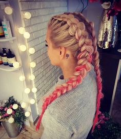 Festival Braids With Color Extensions, White Girl Braids, New Cuts, Rave Braids, Fresh Hairstyles, Festival Braids, Dutch Braid Hairstyles, Rave Hair