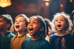 young children singing in choir with their mouths open