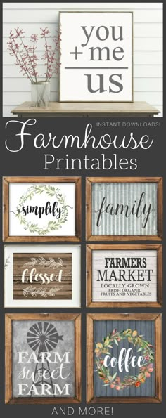 the farmhouse house printables are on display