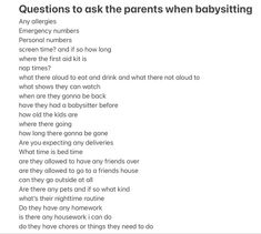 the question is to ask the parents when babysitting