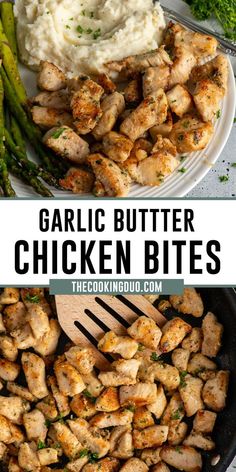 Garlic butter chicken bites on a plate. Ayam Mentega, Garlic Butter Chicken Bites, Butter Chicken Bites, Fast Dinner Recipes, Easy Chicken Dinner Recipes, Garlic Butter Chicken, Chicken Bites