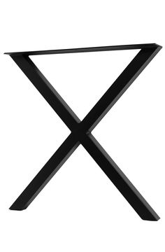 an x shaped table with black metal legs