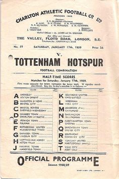 an old football program for tottenham