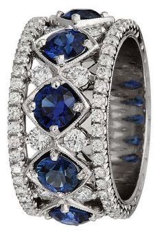 Platinum Sapphire Ring, Sapphire And Diamond Band, Bling Rings, Sapphire Jewelry, Fine Rings, Diamond Band, Something Blue, Bling Bling, Diamond Bands