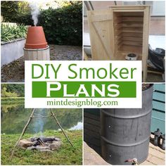 a collage of photos with the words diy smoker plans