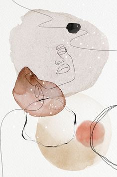 an abstract drawing of a woman's face with her eyes closed and nose open