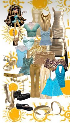 a collage of clothes and accessories with an image of a woman's face