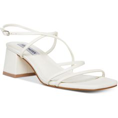 White Block Heels, Strappy Block Heel Sandals, Strappy Block Heels, Steve Madden Sandals, Block Heel Shoes, Chunky Block Heels, White Heels, Only Shoes, Slingback Sandal