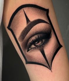 an eye tattoo on the arm