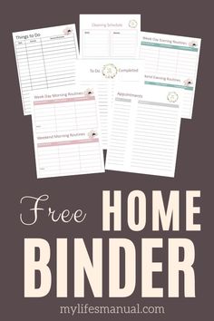 the free home binder with text overlay