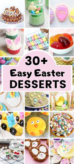 an image of easter desserts collage with text overlay