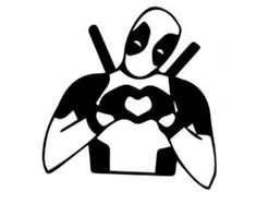 the deadpool logo is shown in black and white, with a heart on it's chest