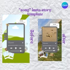 an image of a cell phone with the text song insta story template