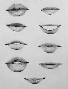 pencil drawings of different shapes and sizes of lips