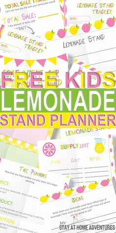 the free printable lemonade stand planner for kids