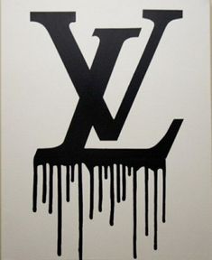 the letter y is dripping black and white