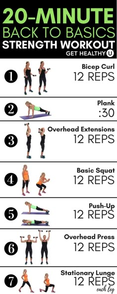 an info sheet shows how to do the back - to - basics workout for beginners