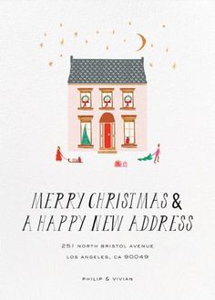 a christmas card with the words merry christmas and a happy new address