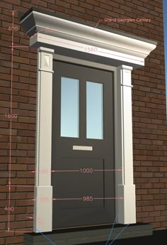 an image of a front door with measurements