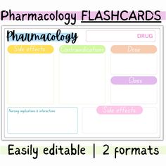 the printable pharmacy flashcards are available for use with any student's needs