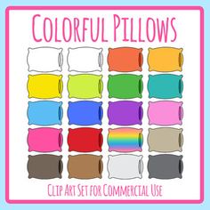 colorful pillows clip art set for commercial use in the classroom or home decorating project