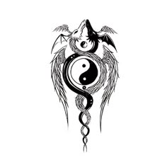 yin yang dragon tattoo design on white paper