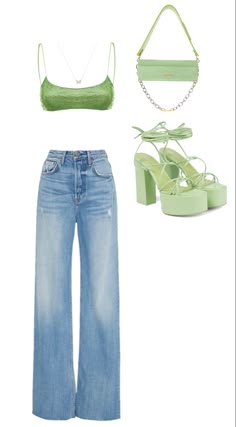 Summer Outfits 2023 Colorful, Blue And Green Outfit, Neon Outfit Ideas, Green Outfits, Best Outfits, Trendy Outfit, 2024 Fashion