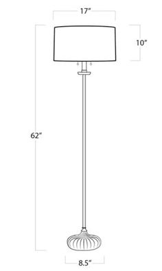 the floor lamp is shown with measurements