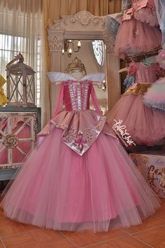 Disney Princess Dresses For Kids, Aurora Inspired Dress, Disney Princess Inspired Dresses, Princess Aurora Dress, Disney Princess Dress Up, Disney Princess Dress, Pink Aurora, Aurora Dress, Disney Dress