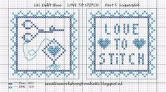 two cross stitch pictures with the words love to stitch