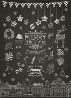 merry christmas chalkboard design elements